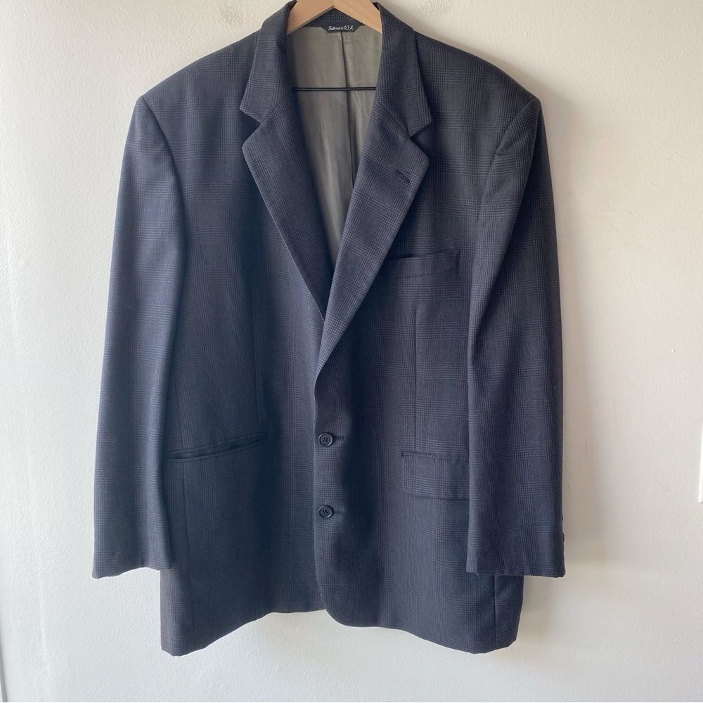 geoffrey beene traditionals blue/gray black plaid jacket